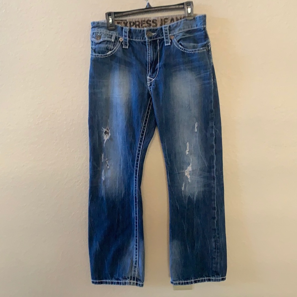 Express Distress Bootcut Jeans
